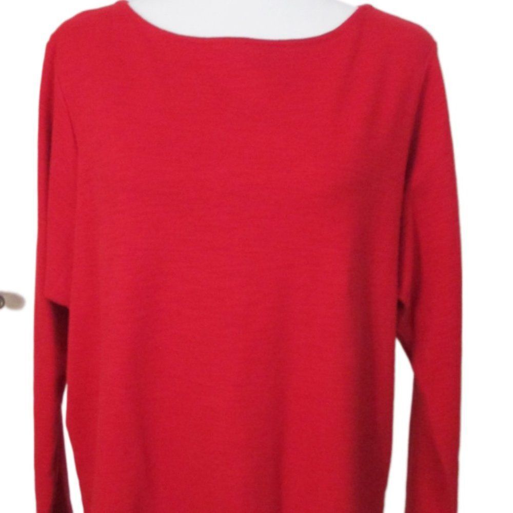 J.Jill Pure Jill Red 100% Cotton Crew Neck Long Sleeve Top Size M
